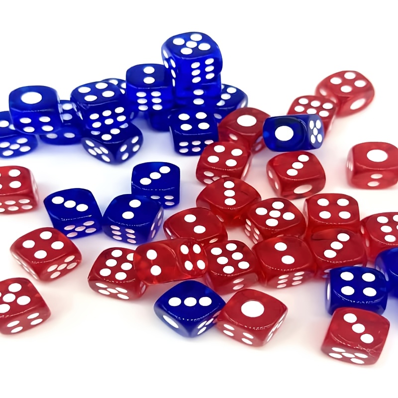 Transparent Red and Blue Rounded Corner Dice Set